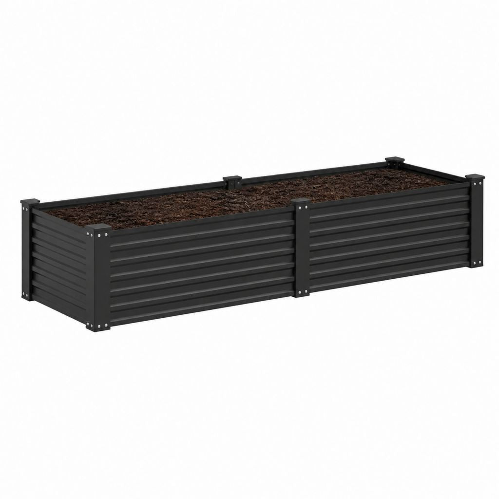 Hochbeet Anthrazit aus verzinktem Stahl rechteckig 240 x 80 x 77 cm
