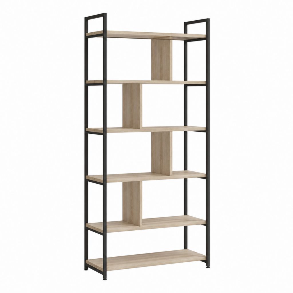 Bücherregal Standregal Eicheoptik Spanplatte Stahl rechteckig 80 x 30 x 180 cm