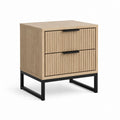 Nachttisch mit 2 Schubladen Eichenoptik MDF und Stahl rechteckig 45 x 40 x 55 cm
