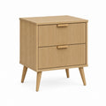 Nachttisch mit 2 Schubladen Eiche natur MDF rechteckig 50 x 40 x 60 cm