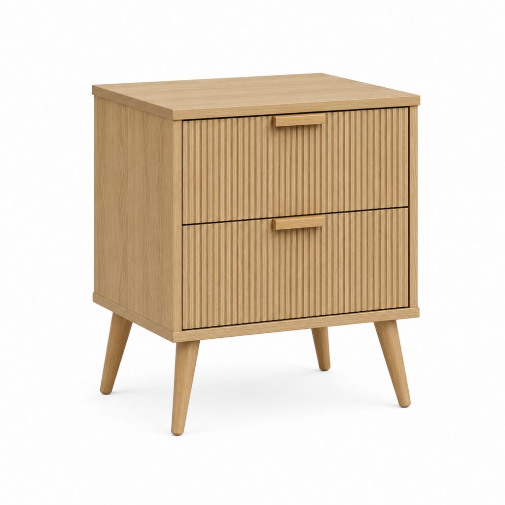 Nachttisch mit 2 Schubladen Eiche natur MDF rechteckig 50 x 40 x 60 cm