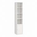 Bücherregal mit Schranktür Weiß Spanplatte rechteckig 30 x 30 x 180 cm