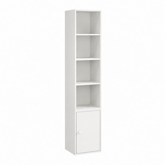 Bücherregal mit Schranktür Weiß Spanplatte rechteckig 30 x 30 x 180 cm