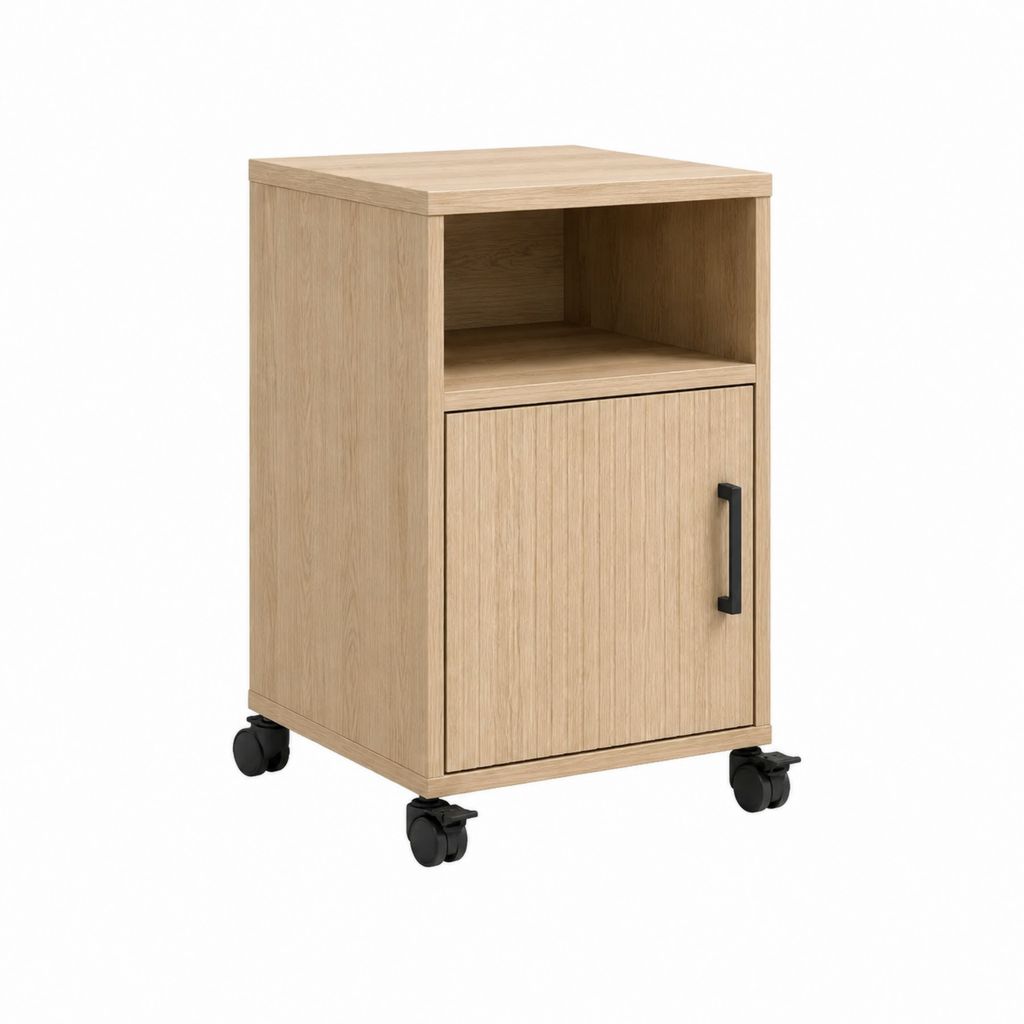 Nachttisch auf Rollen Eiche hell MDF rechteckig 40 x 40 x 60 cm
