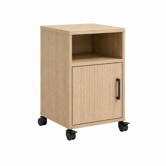 Nachttisch auf Rollen Eiche hell MDF rechteckig 40 x 40 x 60 cm