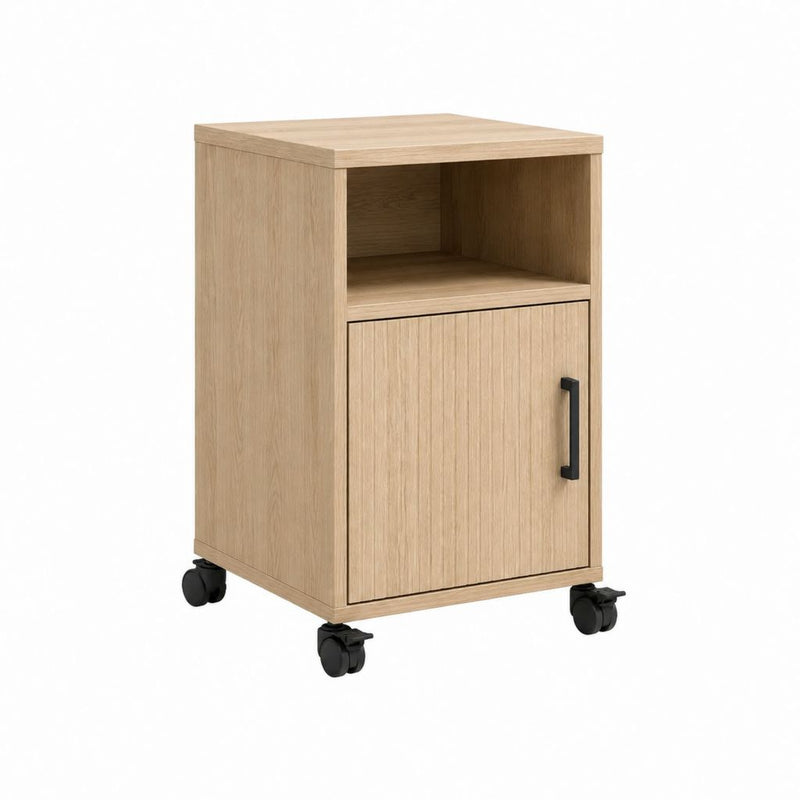 Nachttisch auf Rollen Eiche hell MDF rechteckig 40 x 40 x 60 cm
