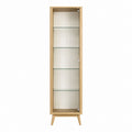 Standvitrine naturfarben mit Eichenfurnier und Glastür 40 x 180 x 35 cm