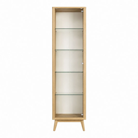 Standvitrine naturfarben mit Eichenfurnier und Glastür 40 x 180 x 35 cm