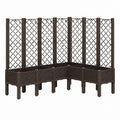 3er-Set Hochbeete mit Rankgitter Dunkelbraun PP Rechteckig 43 x 43 x 142 cm