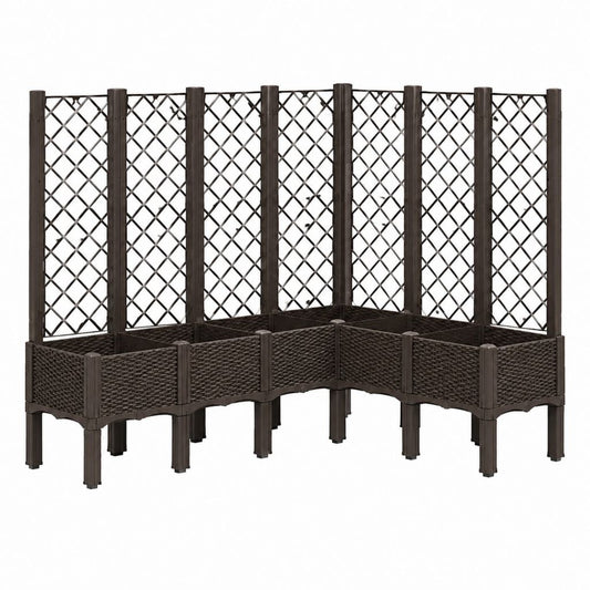 3er-Set Hochbeete mit Rankgitter Dunkelbraun PP Rechteckig 43 x 43 x 142 cm