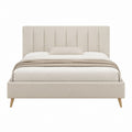 Stauraumbett Polsterbett Beige Polyester rechteckig 180 x 200 cm mit hohem Kopfteil