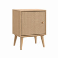 Nachttisch mit Tür Natur MDF Eichenfurnier Rattan 40 x 35 x 60 cm