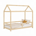 Kinderhausbett aus Kiefer-Massivholz Natur 90 x 200 cm