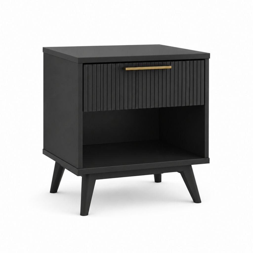 Nachttisch mit Schublade Schwarz MDF rechteckig 50 x 40 x 60 cm