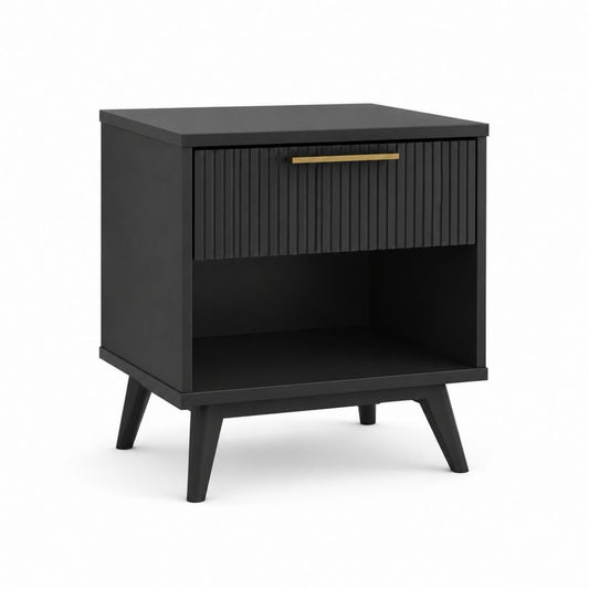 Nachttisch mit Schublade Schwarz MDF rechteckig 50 x 40 x 60 cm