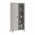 Vitrine mit 2 Türen Betonoptik Grau Glas 80 x 40 x 180 cm