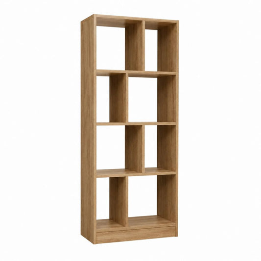 Bücherregal Standregal Eicheoptik Spanplatte rechteckig mit 8 offenen Fächern 180 x 60 x 30 cm