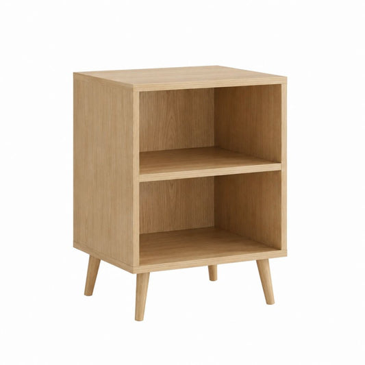 Nachttisch mit 2 offenen Fächern Eiche Natur Eichenfurnier rechteckig 40 x 35 x 60 cm