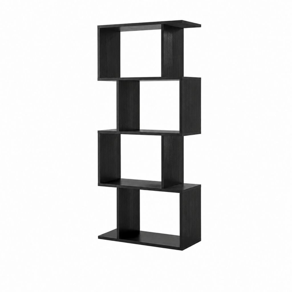 Bücherregal schwarz aus Spanplatte mit Melaminharzbeschichtung 60 x 24 x 160 cm