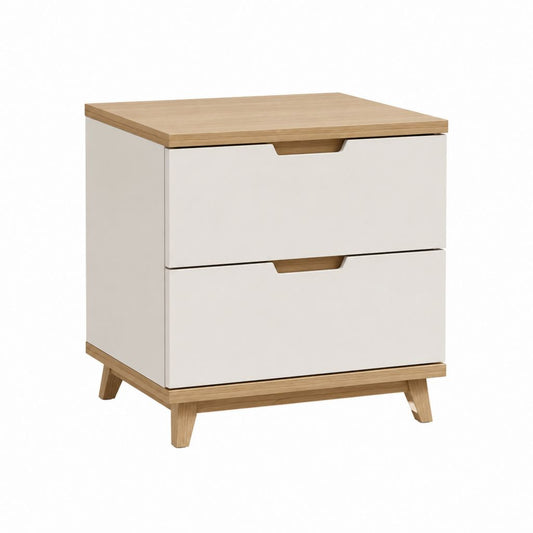 Nachttisch mit 2 Schubladen Weiß Eichedekor MDF rechteckig 40 x 40 x 50 cm