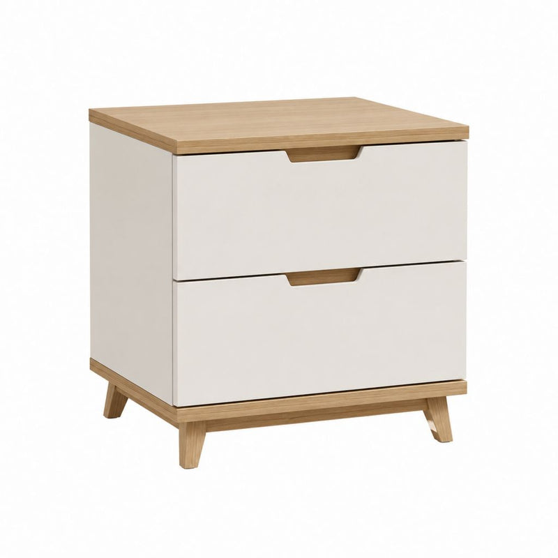 Nachttisch mit 2 Schubladen Weiß Eichedekor MDF rechteckig 40 x 40 x 50 cm