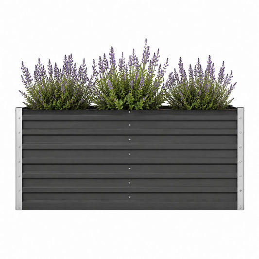 Hochbeet aus verzinktem Stahl schwarz rechteckig 240 x 80 x 77 cm