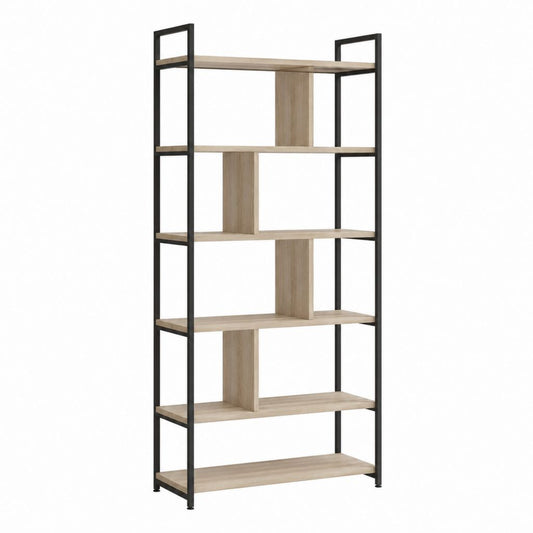 Bücherregal Standregal Eicheoptik Spanplatte Stahl rechteckig 80 x 30 x 180 cm