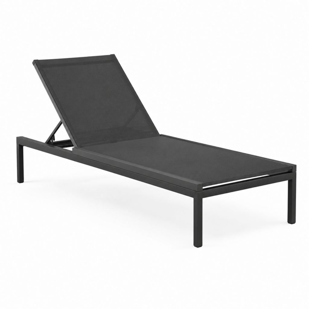 Gartenliege verstellbar Schwarz Aluminium PVC-beschichtetes Polyestergewebe rechteckig 195 x 65 x 35 cm